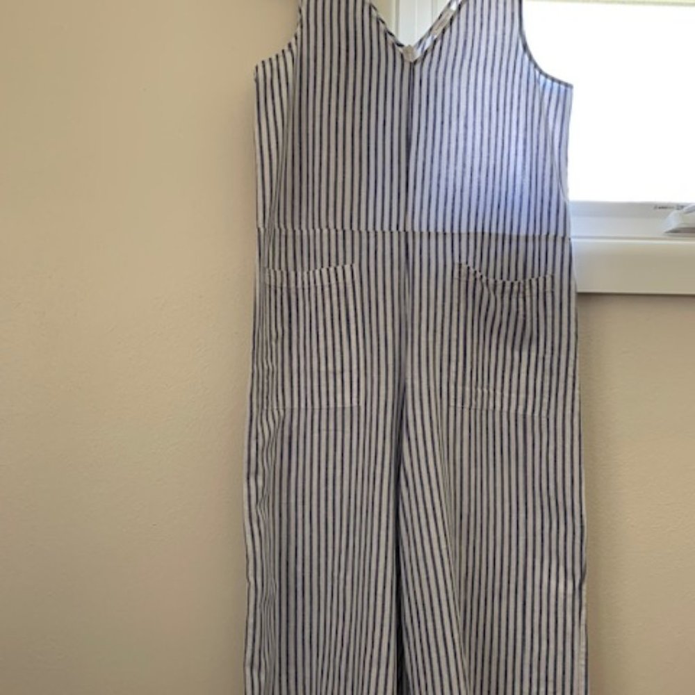 Railroad stripe jumpsuit